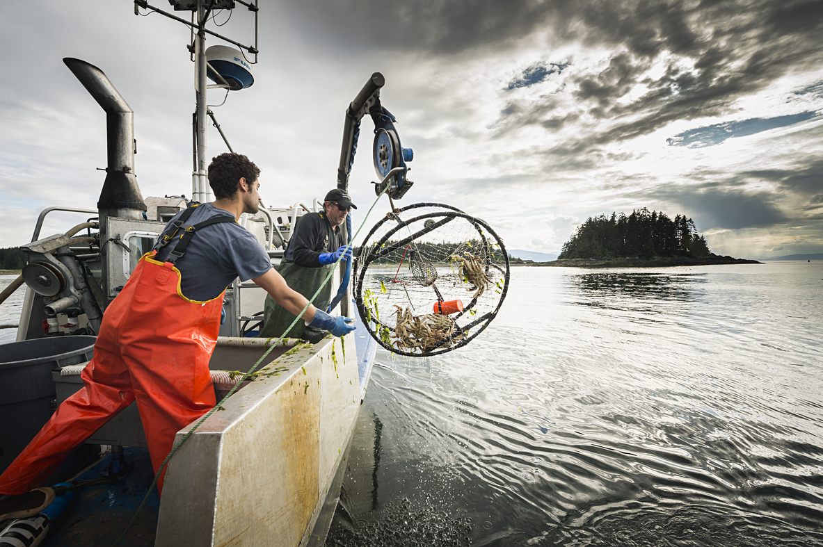 阿拉斯加渔民捕捞海鲜